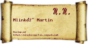 Mlinkó Martin névjegykártya